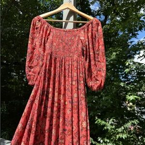 Billabong Floral Off-Shoulder Maxi Floral Bohemian Multicolor 3/4 sleeve Dress